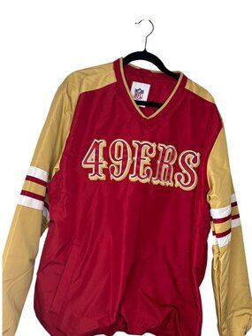NEW Mens XL San Francisco 49ers NFL Red Gold Pullover Windbreaker Pullover
